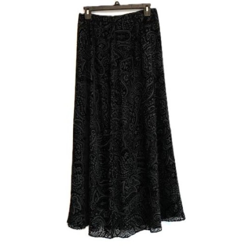Print Studio Black Silk Velvet Lined Skirt